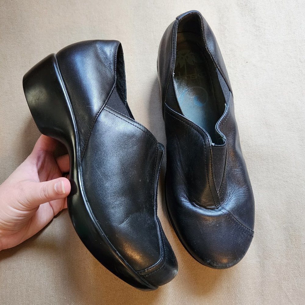 Dansko Black Leather Mules